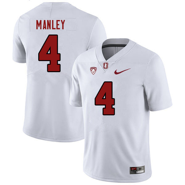 Men #4 Zahran Manley Stanford Cardinal College Football Jerseys Stitched Sale-White - Click Image to Close